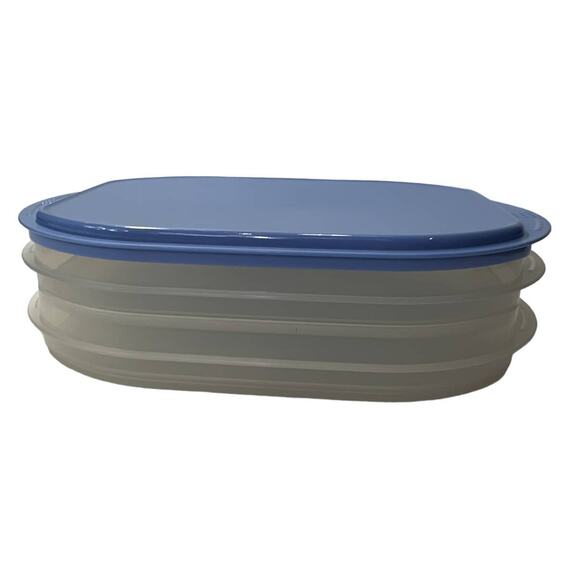 Tupperware Fridge Stackables  Cold Cuts Deli Meat Luncheon Container Blue Lid - Picture 4 of 16